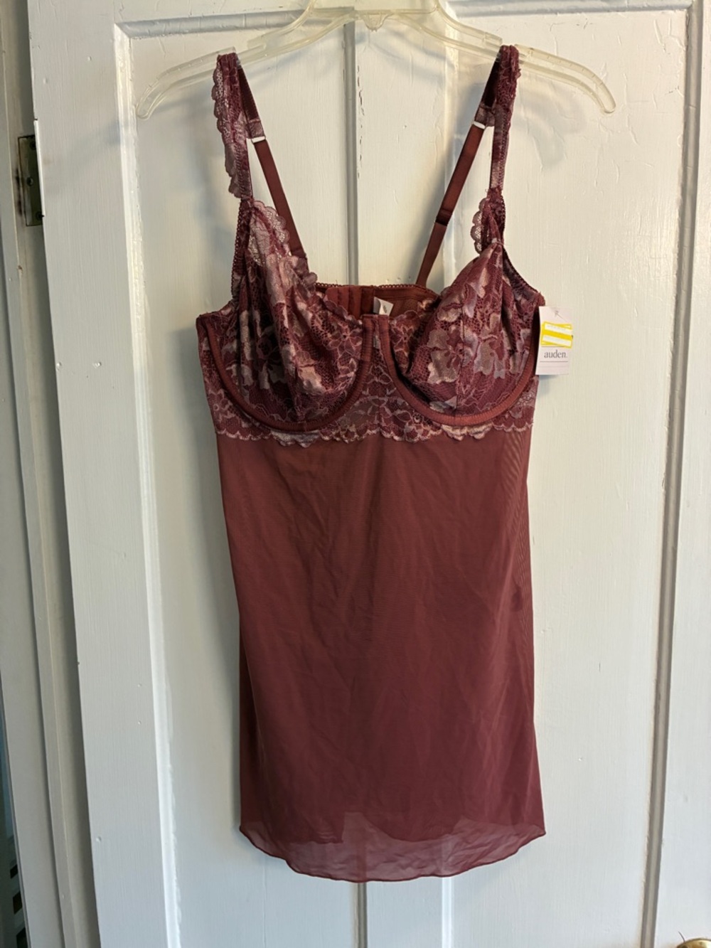 Auden Lace & Mesh Chemise in Dusty Rose